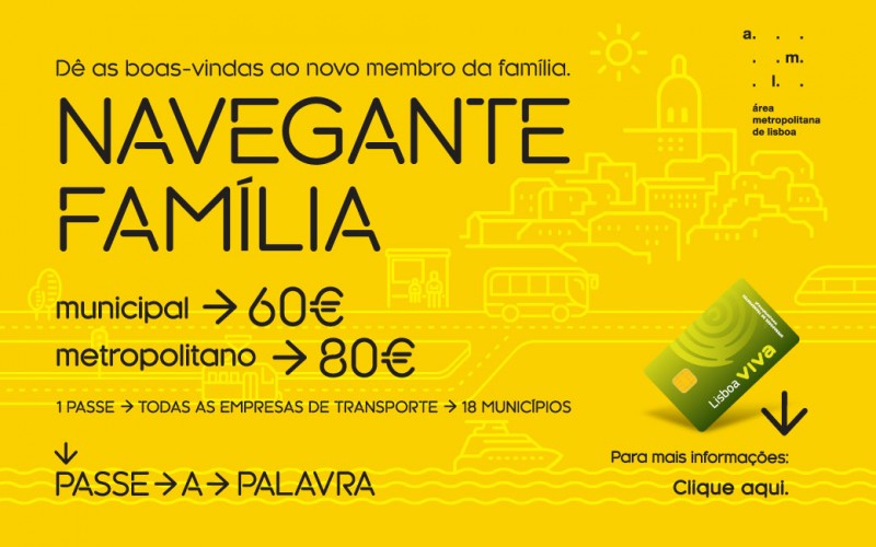 Em Lisboa já pode ter o Passe Navegante Família por 60 ou 80 €