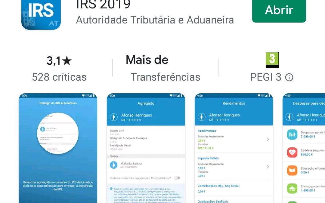 App IRS 2019 – Simule, entregue e acompanhe o seu IRS pelo telemóvel