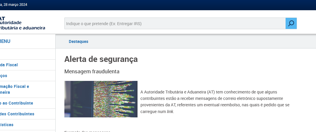 FRAUDE | Fisco alerta para e-mails falsos sobre reembolsos